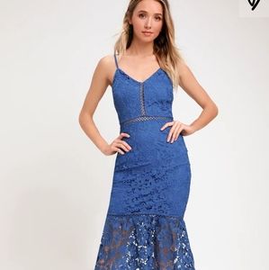 NWT Lulus Taliah blue lace midi dress